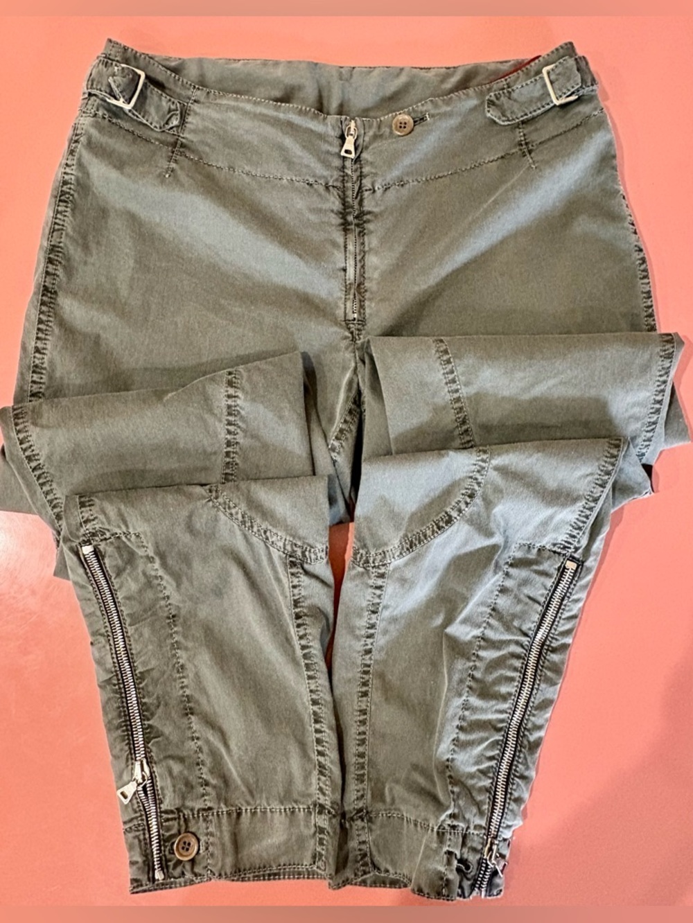 Prada Gray Skinny Cargo Zip Ankle Jeans